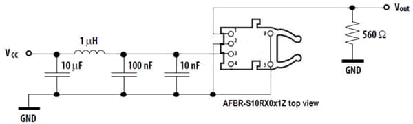 应用电路图 - Broadcom AFBR-S10RX0x1Z接收器